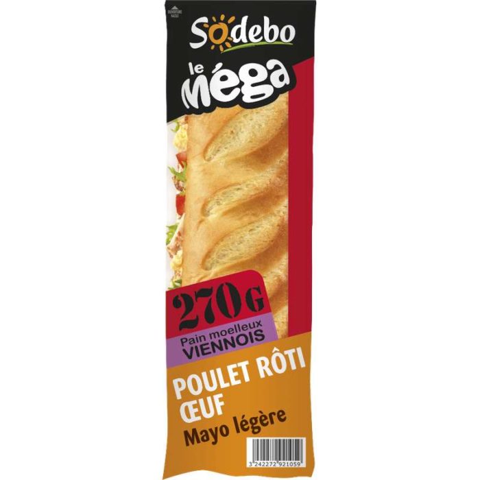 Sandwich pain viennois oeuf poulet rôti sodebo - GoRetroGaming